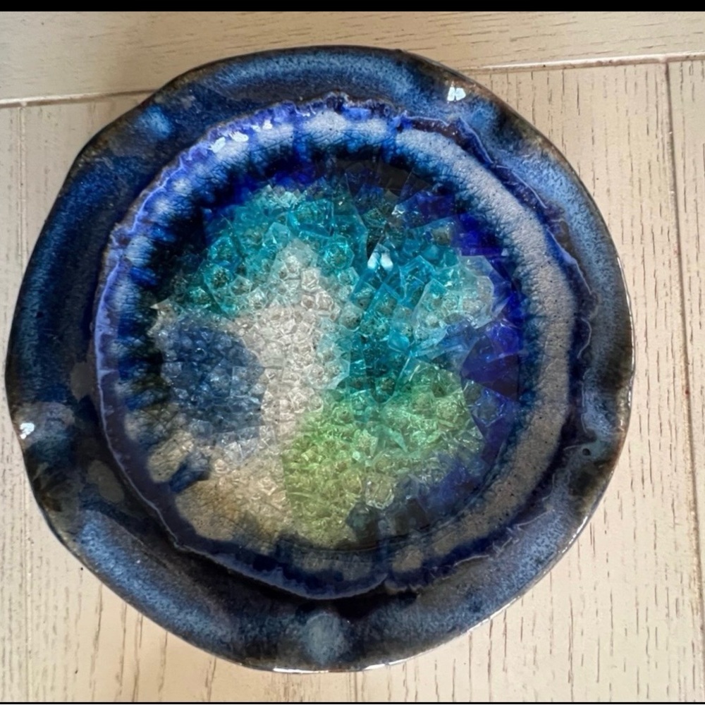 Handmade Ceramic Trinket Dish Seaglass Effect